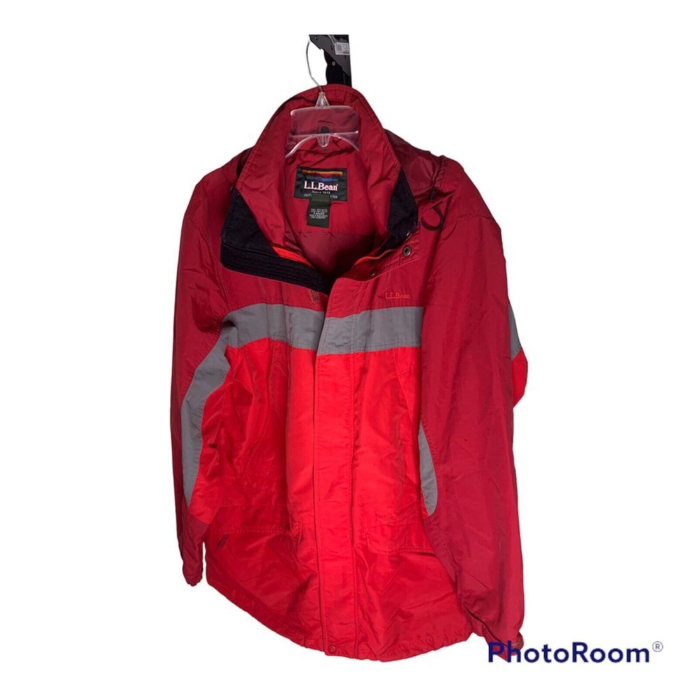 LL BEAN SKI JACKET (Outer Shell Only) Red/Gray - Size XL - Hooded 0WV85